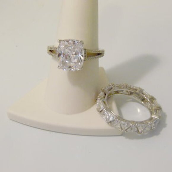 Radiance by Absolute Cushion-cut Simulated Diamond & Eternity Band 9 - Picture 6 of 7